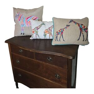 Set Of 3 Levtex Multicolor Animal Print Throw Pillows -